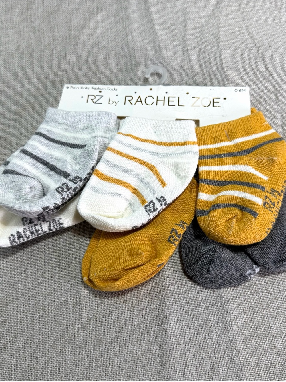 Rachel Zoe Baby Stripe Sock Set - Mustard, Gray, White